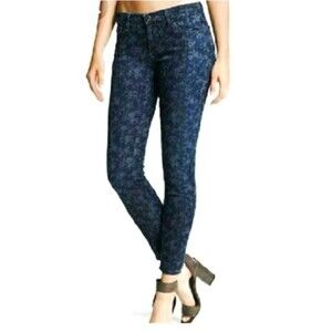 Big Star Alex Skinny Jeans 25 Mid-Rise Stretch Denim with Blue Geometric Buckle